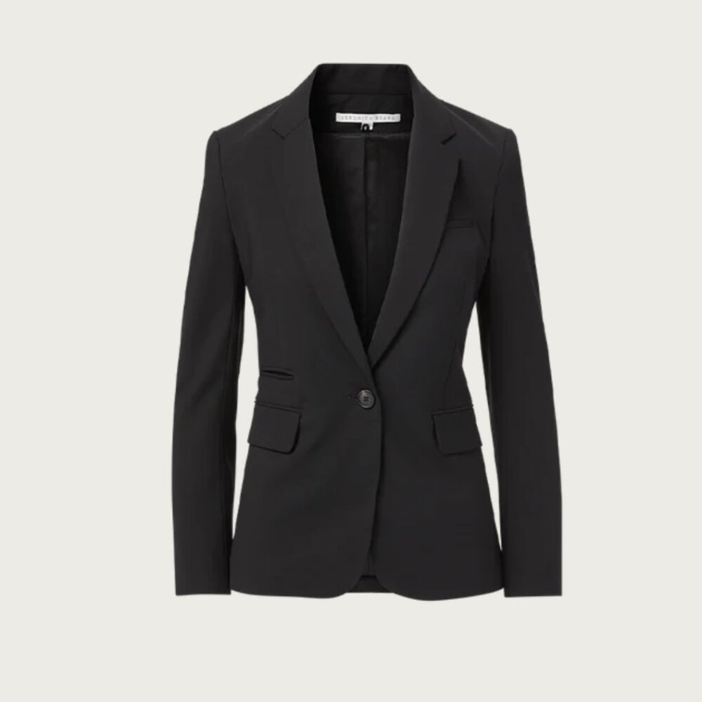NWT Veronica Beard Classic Blazer Jacket In Black Notch Lapels Tailored Fit Sz 0